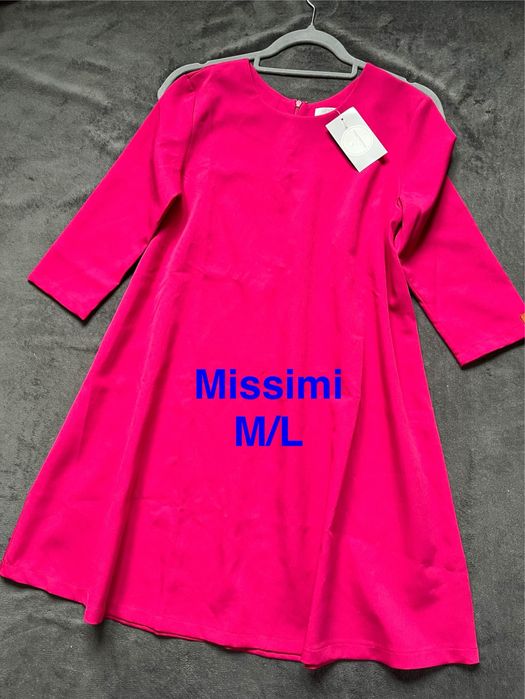 Missimi nowa sukienka prosta trapezowa klasyczna amarant M/L
