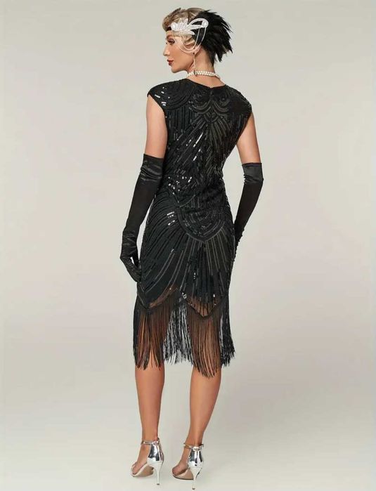 Elegancka sukienka RETRO lata 20 Gatsby, r. XL 42 karnawał Sylwester wesele przebranie