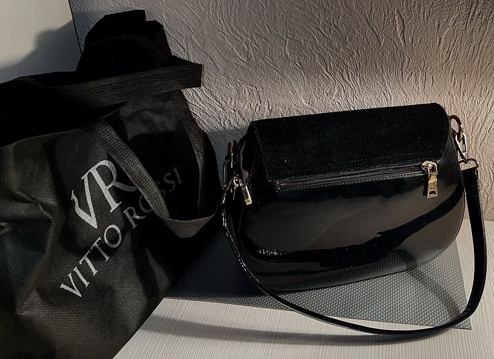 Чорна сумка аналог Брунелло Кучінеллі лакова якісний матеріал