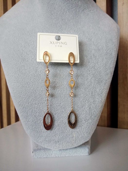 Wiszące kolczyki z cyrkoniami stal