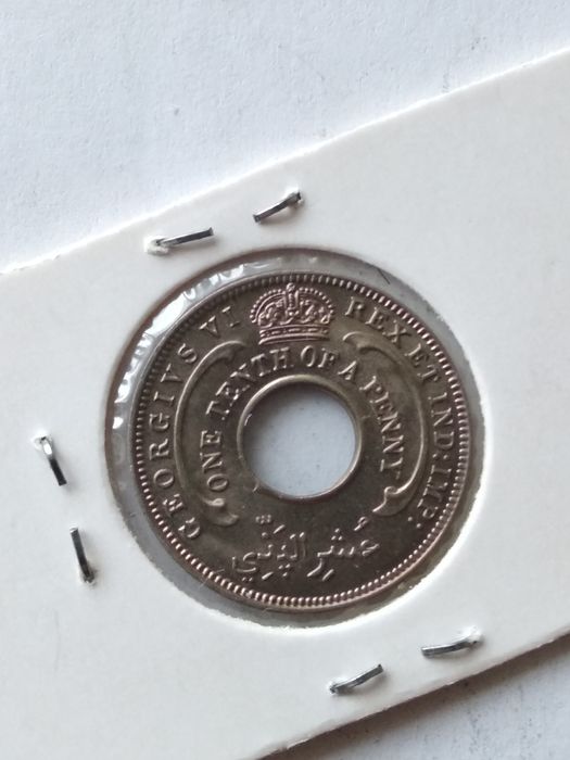 Старинная монета, Британская Западная Африка 1/10 пенни 1945 г.