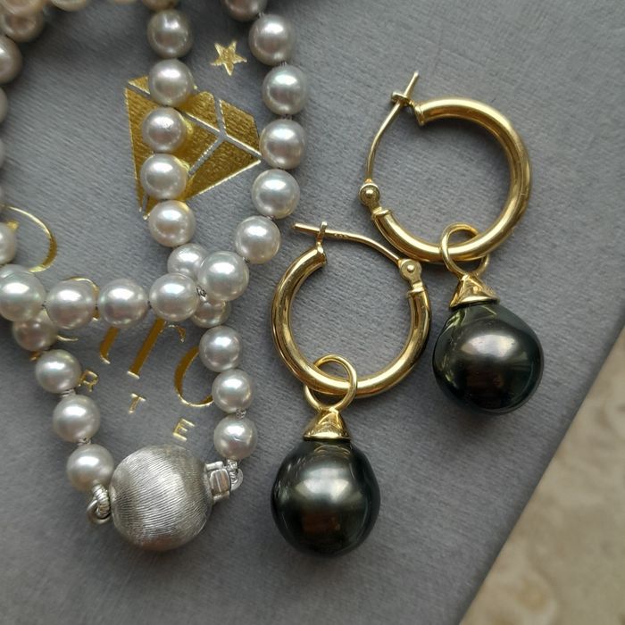 Kolczyki 4.01g Złoto 585 Tahiti Perły Kółka