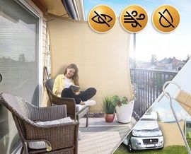 Żagiel przeciwsłoneczny kwadrat  HDPE UV+ piaskowy 4x4 m