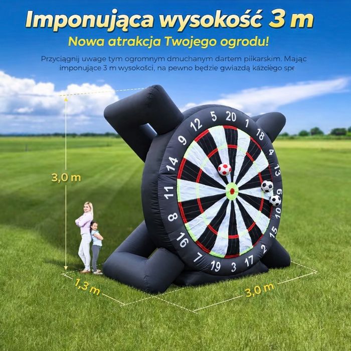 Dart piłkarski  dmuchany  mega duzy 3x3m ostatnia sztuka!