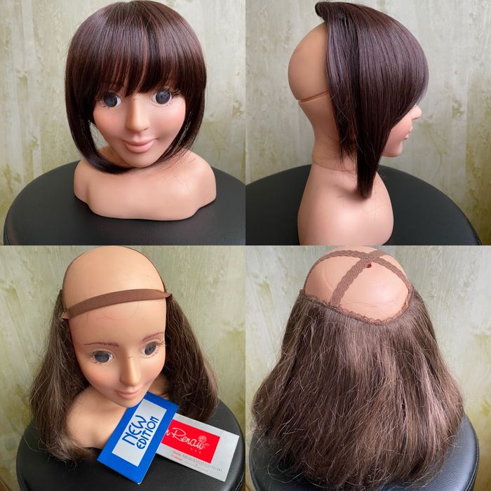 Полу парик , накладка топер для лопеції з чубчиком темний шоколад