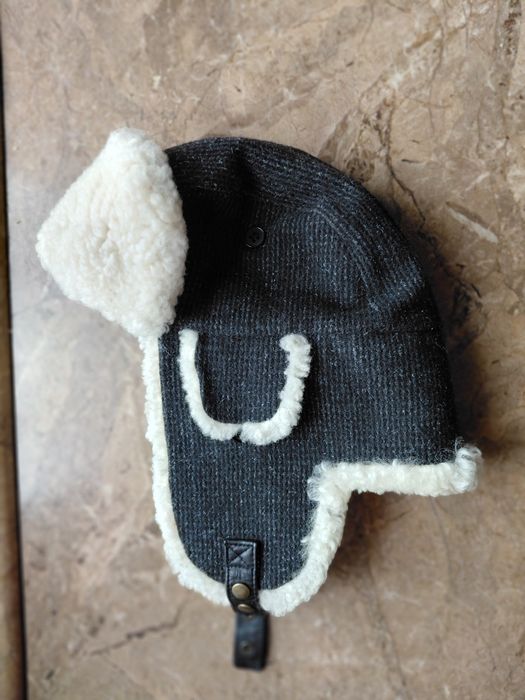 Czapka uszatka wełna, kożuszek