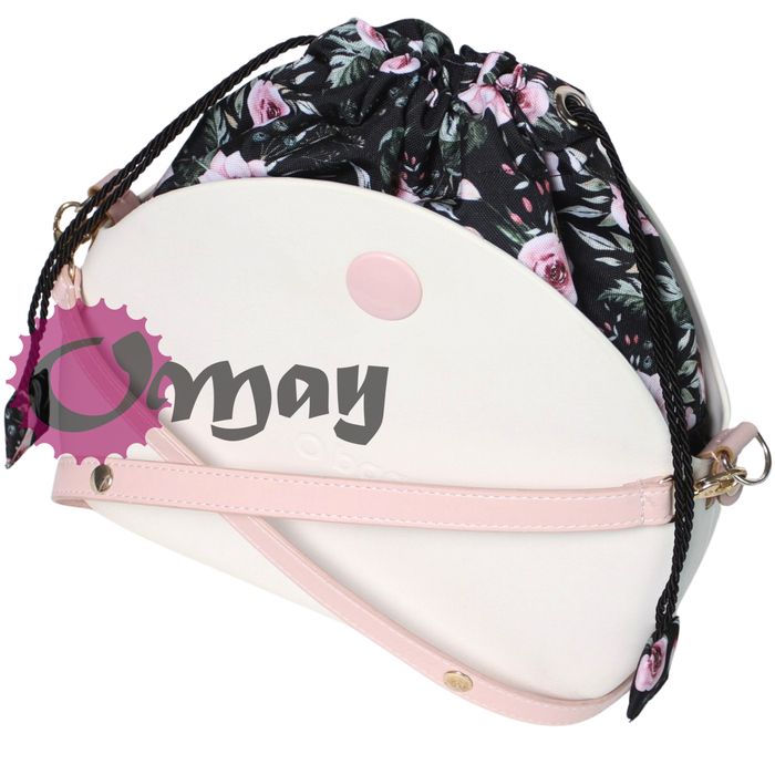 CZARNY organizer OBAG MOON LIGHT worek róże pudrowe 2 kieszenie OMAY