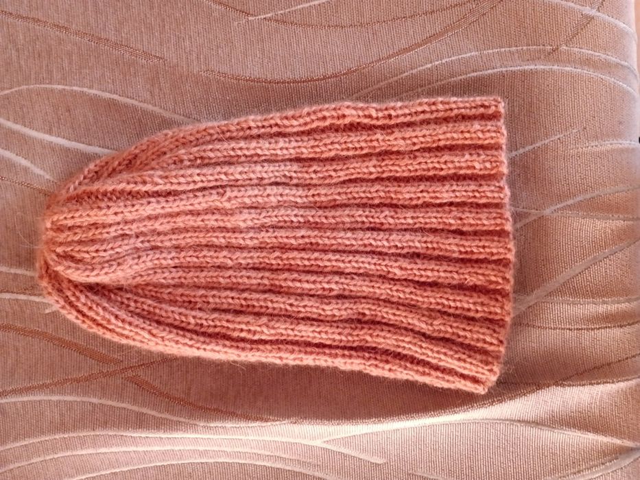 Okazja!!! Czapka zrobiona na drutach cynamonowa. Moher+wełna+akryl .Mi