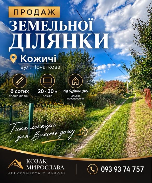 Продаж ділянки землі  під інвестицію Кожичі