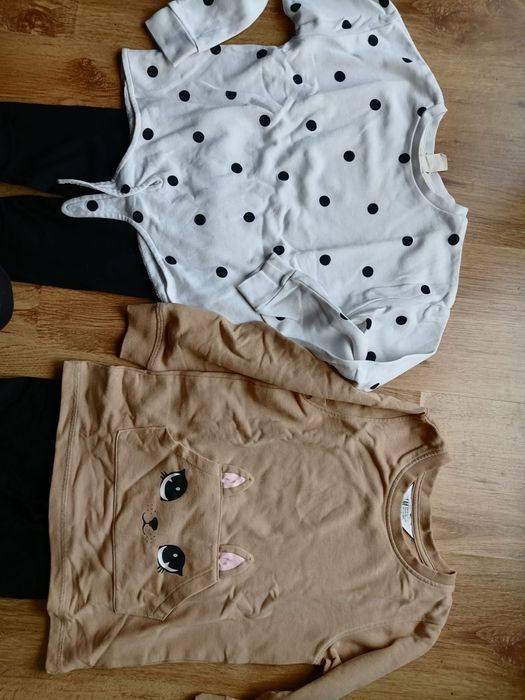 Zestaw spodnie getry bluzy tunika hm 110/116 sarenka kropki
