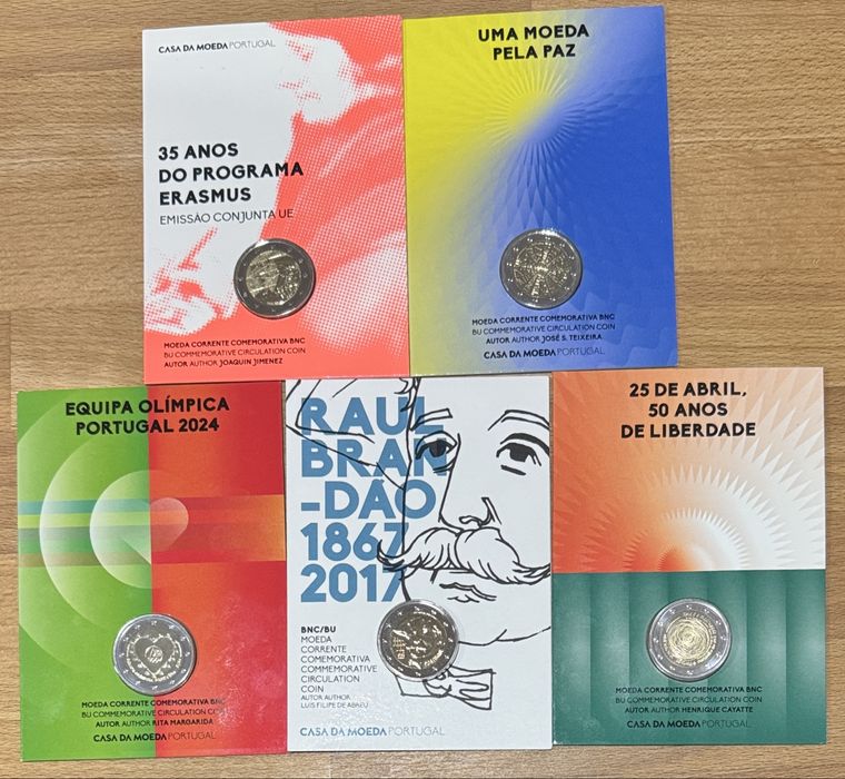 Vários Lotes moedas 2€ BNC Proof Raul brandão Erasmus Equipa Olimpica