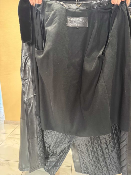 Пальто чоловіче шкіряне, шкірянка, зимово-осіннє пальто