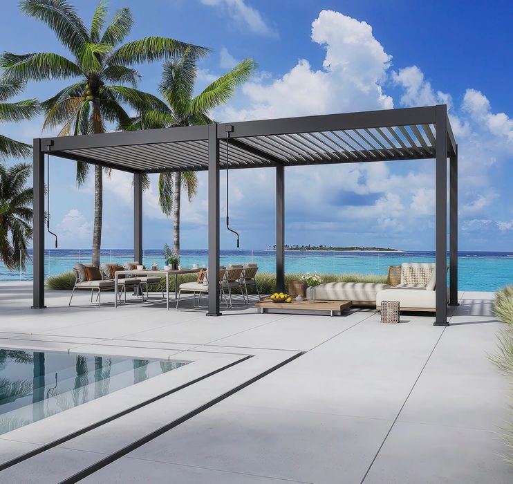 Pergola tarasowa ELEGANCE 3 × 6 m - antracyt/jasnoszary