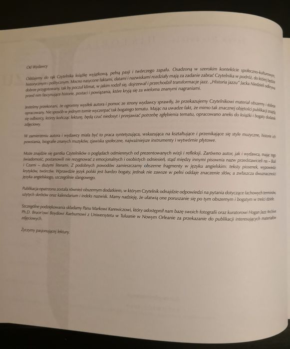 Historia jazzu, Jacek Niedziela * Biały kruk *Unikat PL