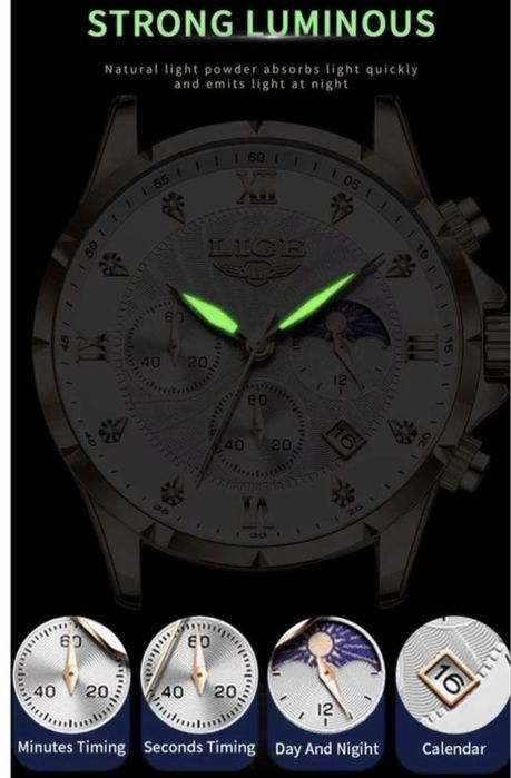 Наручний годинник Lige Luxury Rose Mhite