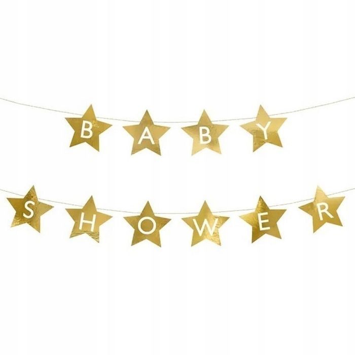 baner girlanda na baby shower złoty 290cm gwiazdki