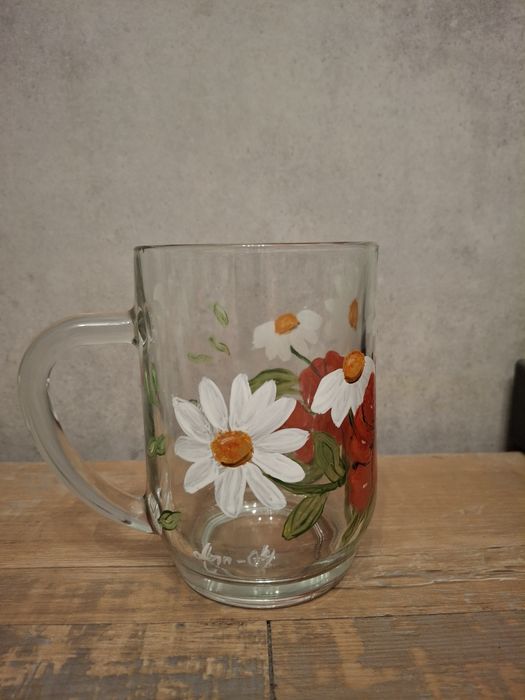 Kubek szkło ręcznie malowany