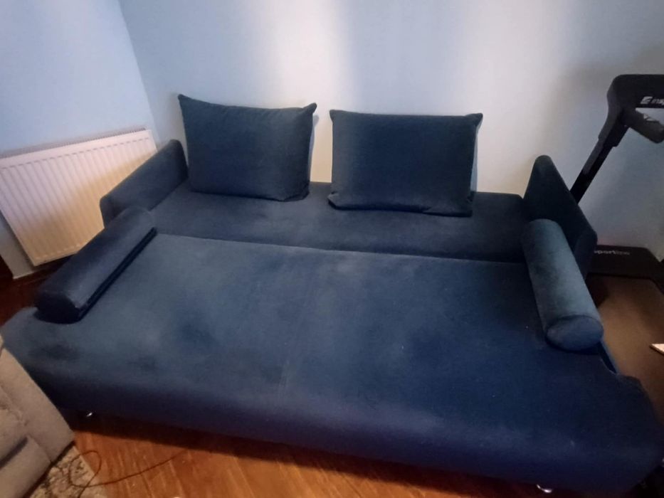 Piekna Kanapa jak NOWA ciemny niebieski