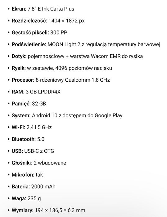 Onyx BOOX Nova Air White 7,8" – uszkodzona matryca, komplet