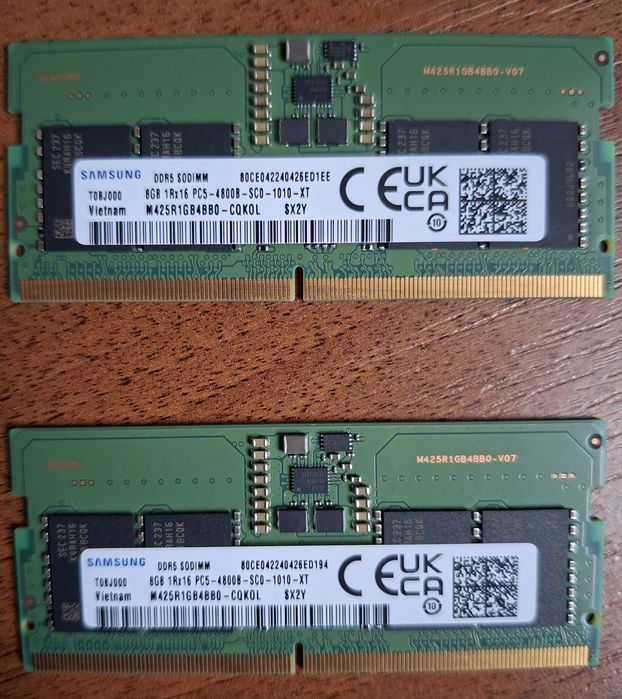 Оперативная память Samsung ноутбук. DDR5 4800 SODIMM. Новая. 2× 8 GB.