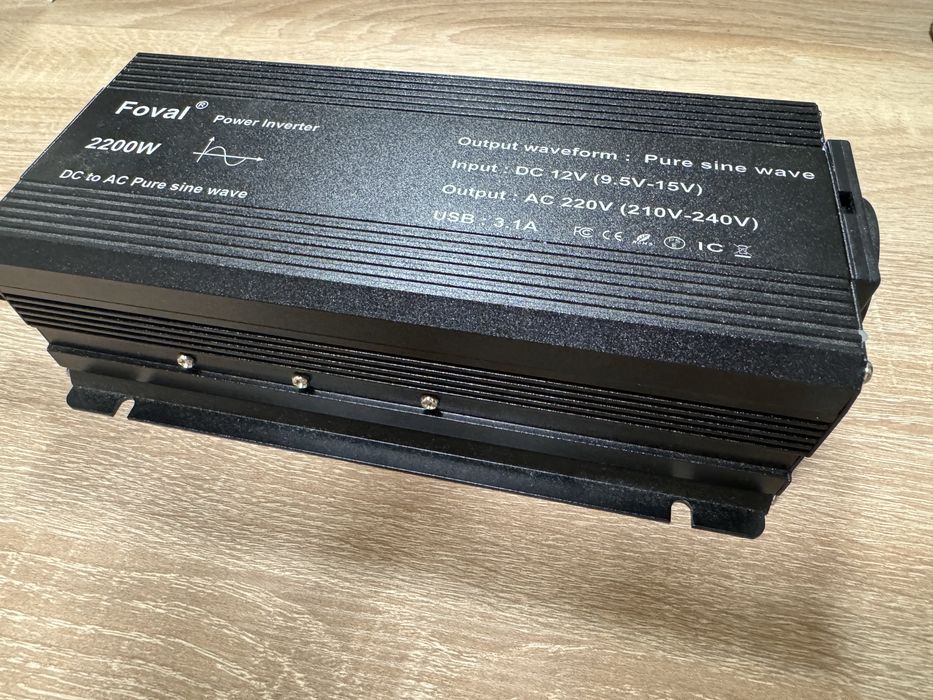 Інвертор Foval 2200W 12V-220V з чистою синусоїдою та USB