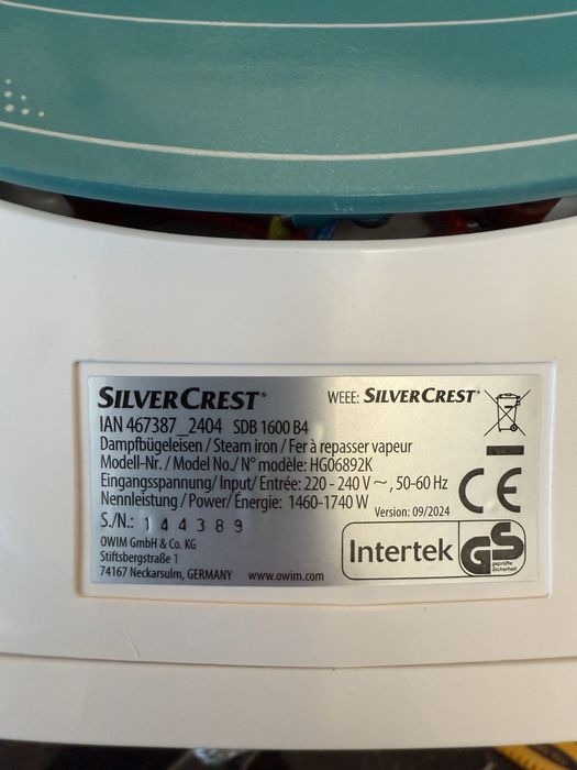 Утюг, праска Silver Crest 1740 Вт. Німеччина