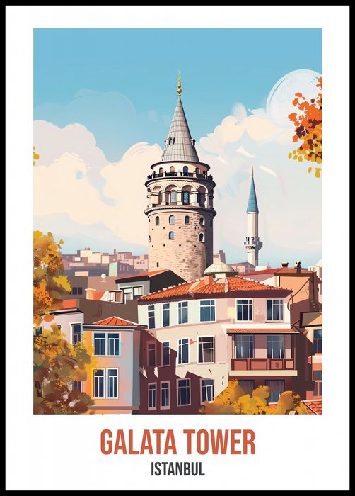 Plakat 64x90cm Galata Tower, Istanbul