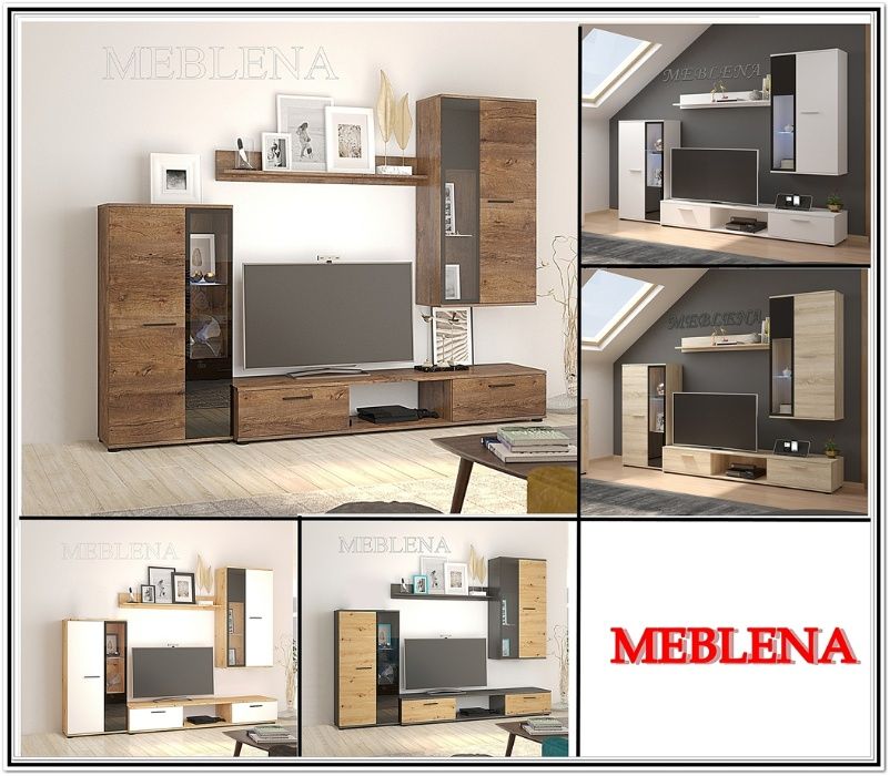 Meblościanka Salsa meble do salonu pokoju Ledy zestaw mebli