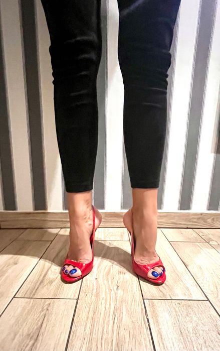 187/ OD RĘKI 48 Czerwone męskie sandały obcas 13 cm szpilki 35-48 EU