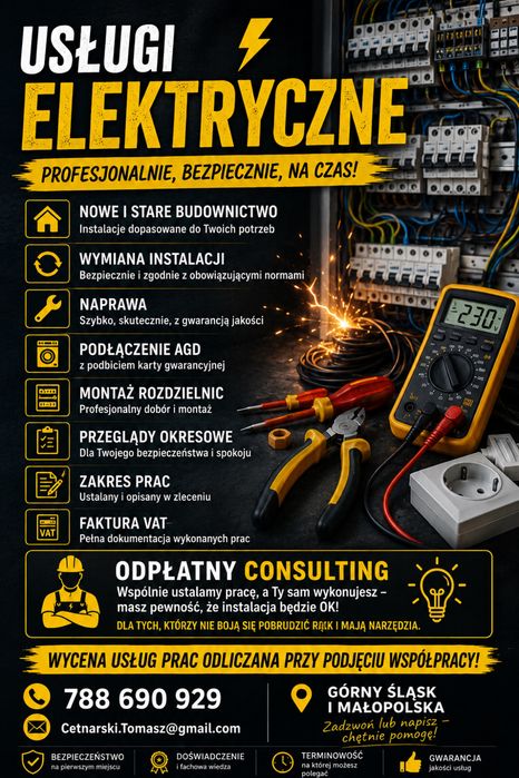Uslugi Elektry, naprawy, montaz, modernizacja, pomiary elektryczne