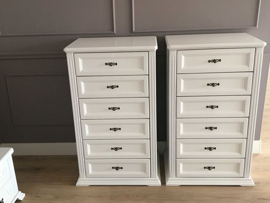 Комод високий білий дерев'яний на 6 ящиків