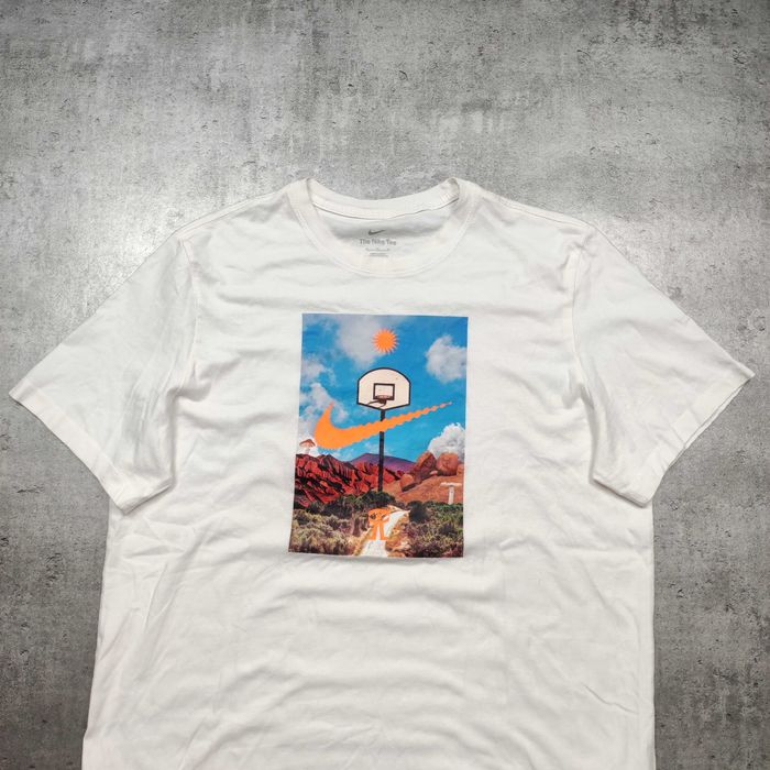 MĘSKA Koszulka PREMIUM Nike Bawełna Biała Summer Logo Grafika Casual