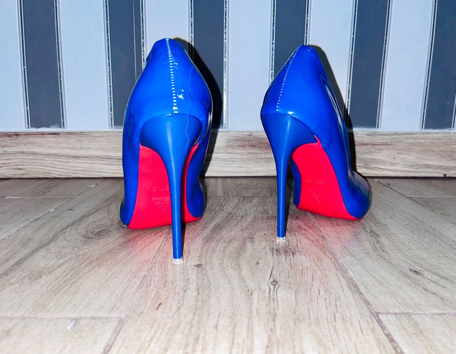 182/ Granatowe z czerwonymi spodami szpilki 36-45 EU męskie OD RĘKI 44