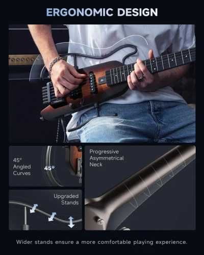 DONNER HUSH-X SUNBURST turystyczna gitara elektryczna z pokrowcem