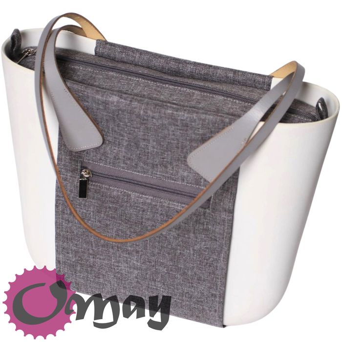 Szary organizer i opaska PIONOWA do OBAG MINI len szary OMAY