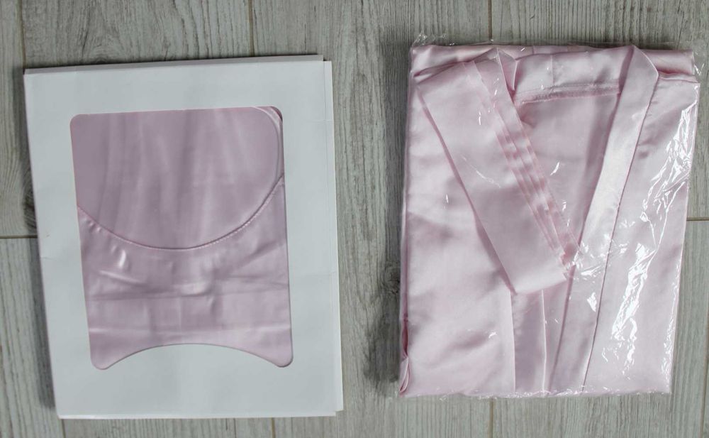 Satynowy zestaw bielizny, szlafrok + koszulka rozm L Nowe