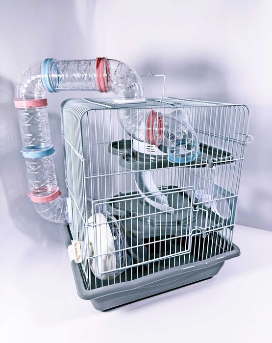 Клетка для хомяков трехэтажная M012B,серая ,41х36х27см.Круто подарок!