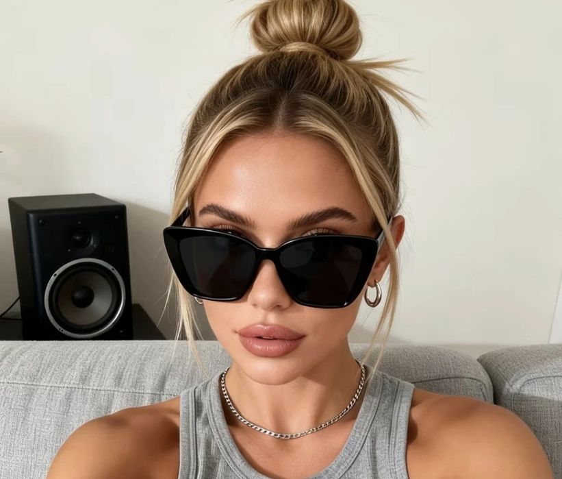 Okulary przeciwsłoneczne czarne kocie oko vinted retro nowoczesne