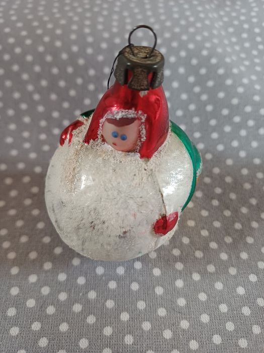 3x Stara Bombka Prl Szklana - dziecko z kula, aniolek, dzieci na sanka