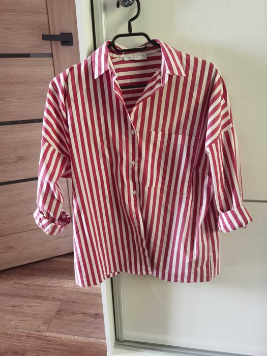 Koszula w paski bawełniana bershka xs/s