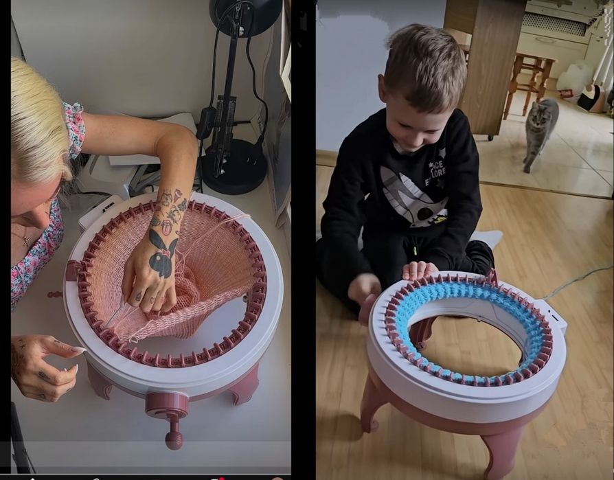 Вязальная машина самая большая (48 п)+нитки/инструменты. Платье/кардиг