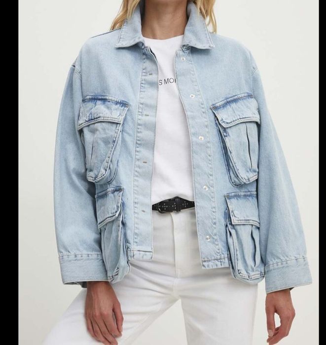 Kurtka jeansowa katana ZARA z kieszeniami cargo oversize