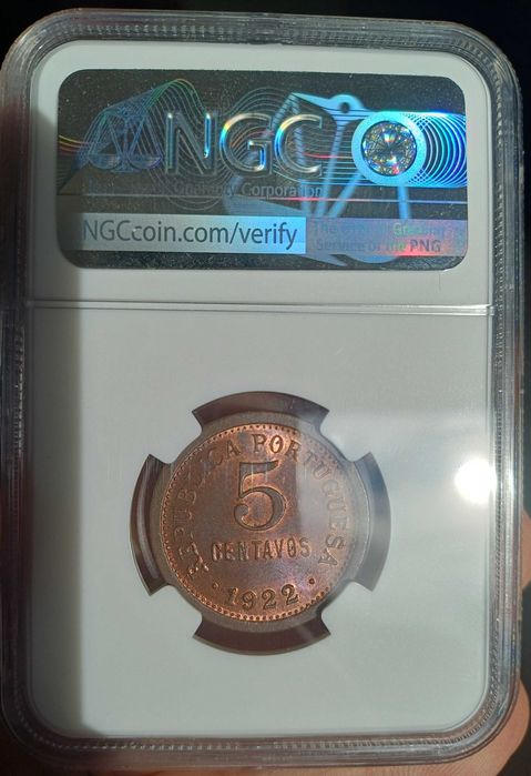 Moeda 5 centavos 1922 MS63 NGC