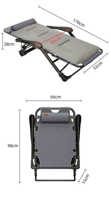 Розкладне крісло шезлонг садовий із подушкою WCG FCB-S03PС