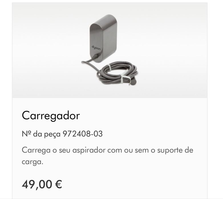 Carregador dyson novo