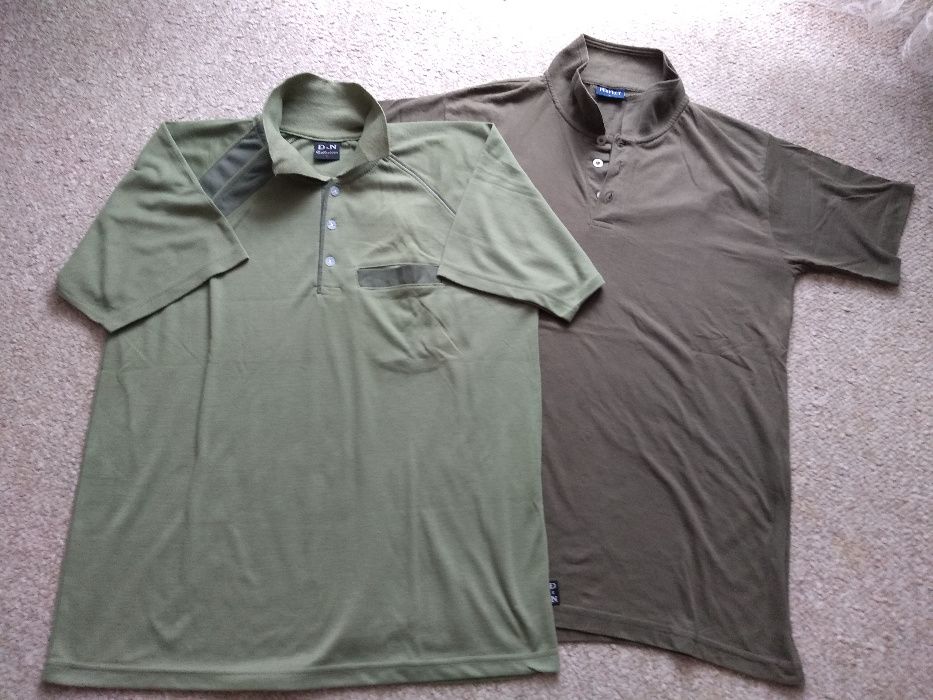 2x koszulka L polo meska krotki rekawek khaki jasno i ciemnozielony L