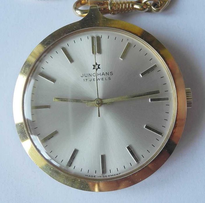 Elegancki niemiecki ZEGAREK KIESZONKOWY JUNGHANS lata 60.