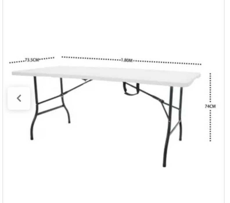 Mesas de jardin 180x74 e 10 cadeiras conjunto dobrável em branco