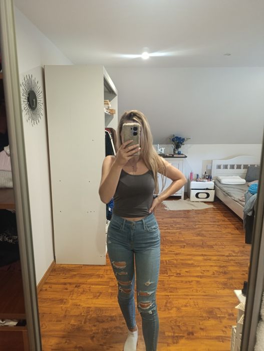 Spodnie  przetarcia Levi's 720 high rose super skinny bawełna 27 wysok