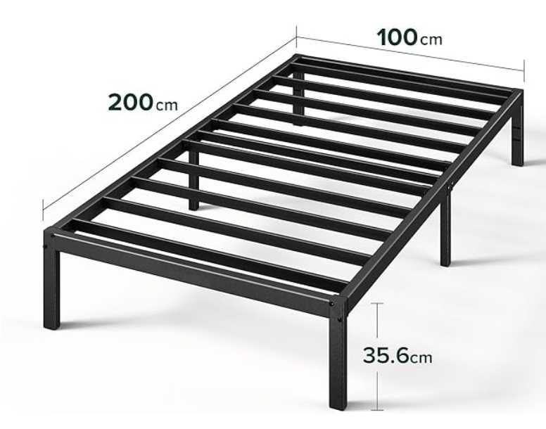 Metalowa rama łóżka platformowego ze stalowym stelażem ZINUS 100x200cm